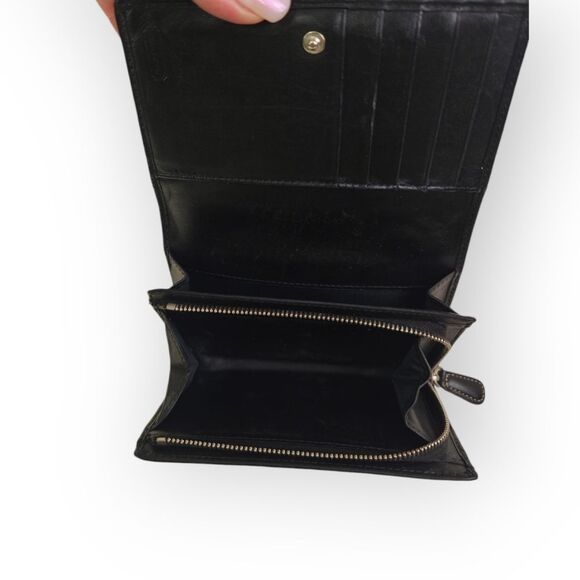 COACH CC LOGO CANVAS GENUINE LEATHER BLACK WALLET - Picture 8 of 11